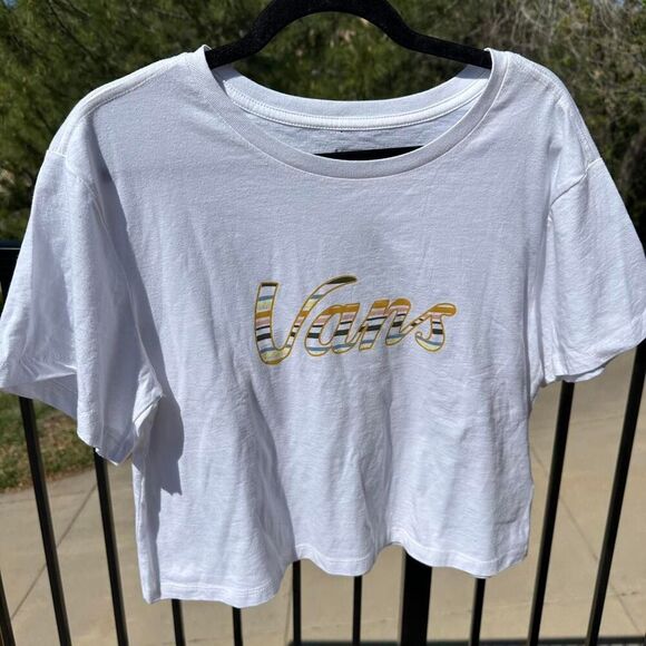 Vans Cropped Tee Women's M – Y2K Pastel Logo Skate Style - Picture 3 of 6